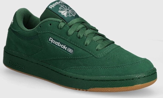 Zielone buty sportowe Reebok Classic z zamszu w sportowym stylu sznurowane
