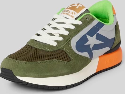 Zielone buty sportowe Replay sznurowane