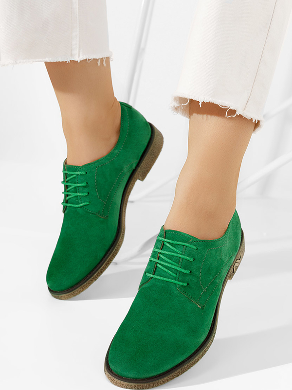 Zielone buty sportowe Zapatos w sportowym stylu z płaską podeszwą sznurowane