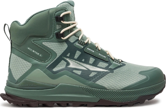 Zielone buty trekkingowe Altra z płaską podeszwą