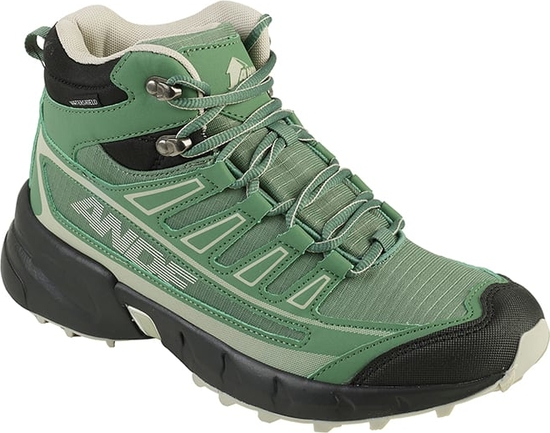 Zielone buty trekkingowe Ande z tkaniny sznurowane z płaską podeszwą