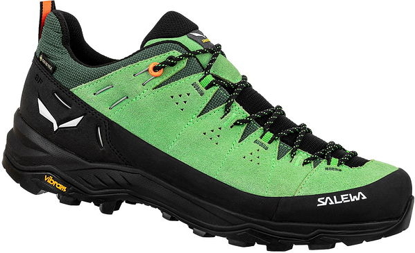 Zielone buty trekkingowe Salewa sznurowane z zamszu