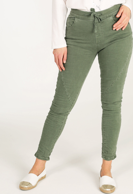 Zielone jeansy Unisono w stylu casual z jeansu