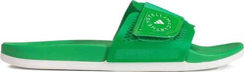 Zielone klapki Adidas w sportowym stylu z płaską podeszwą
