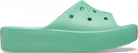 Zielone klapki Crocs w stylu casual z płaską podeszwą