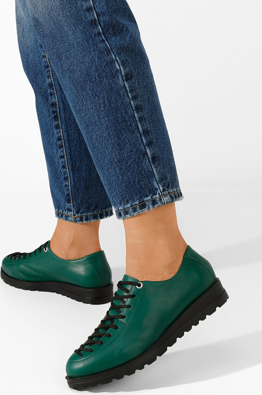 Zielone półbuty Zapatos sznurowane