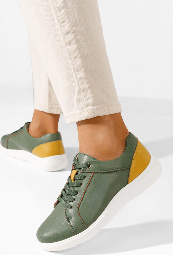 Zielone półbuty Zapatos z płaską podeszwą