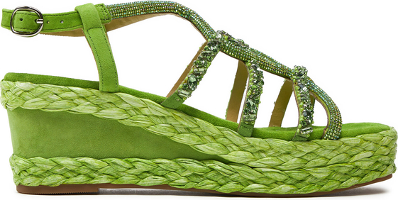 Zielone sandały Alma en Pena w stylu casual na koturnie