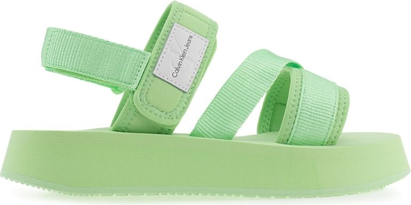 Zielone sandały Calvin Klein z klamrami na platformie