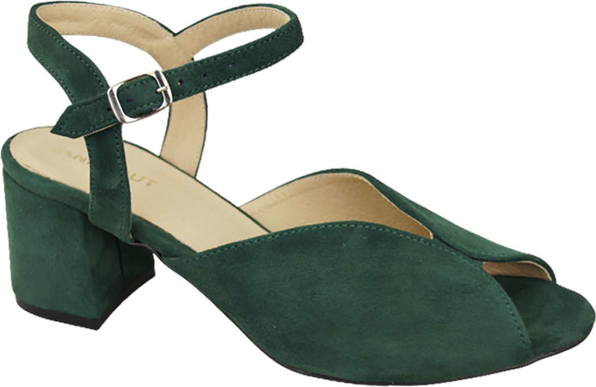 Zielone sandały Jankobut ze skóry z klamrami