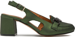 Zielone sandały Maciejka na obcasie z klamrami