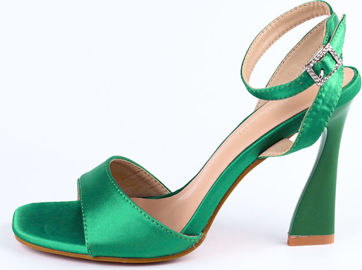 Zielone sandały Potocki na szpilce z klamrami
