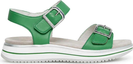 Zielone sandały Remonte z klamrami z płaską podeszwą