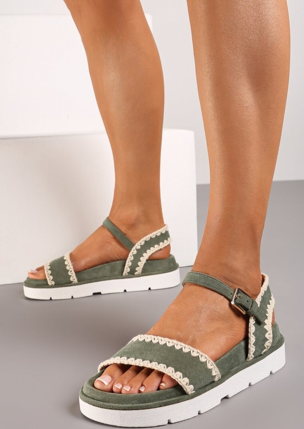Zielone sandały Renee z klamrami