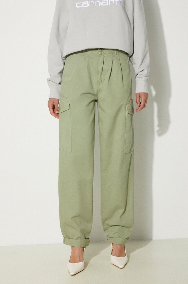 Zielone spodnie Carhartt WIP z tkaniny