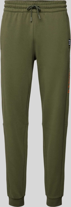 Zielone spodnie Emporio Armani z nadrukiem w sportowym stylu z bawełny