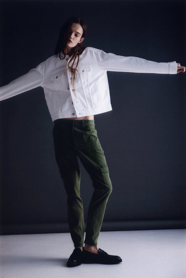 Zielone spodnie H & M z bawełny