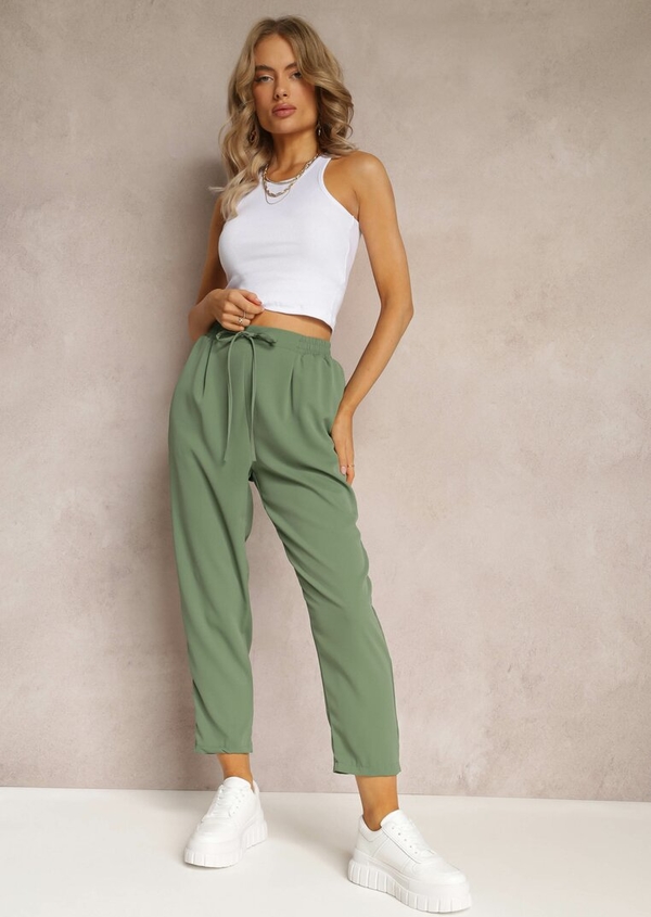 Zielone spodnie Renee w stylu casual z tkaniny