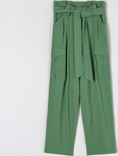 Zielone spodnie Sinsay z tkaniny w stylu retro