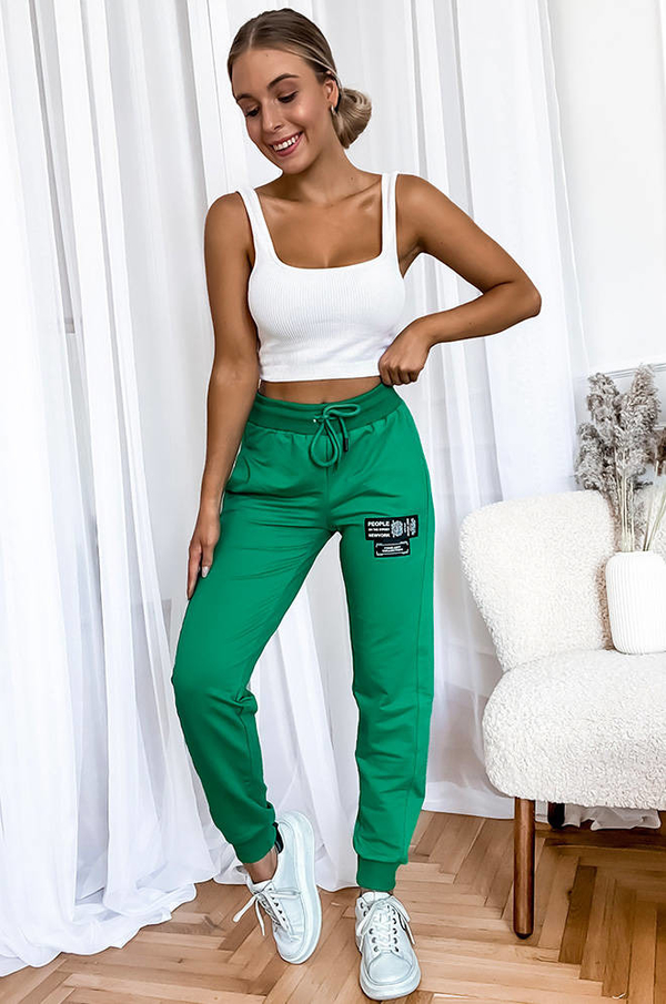 Zielone spodnie sportowe Olika z dresówki