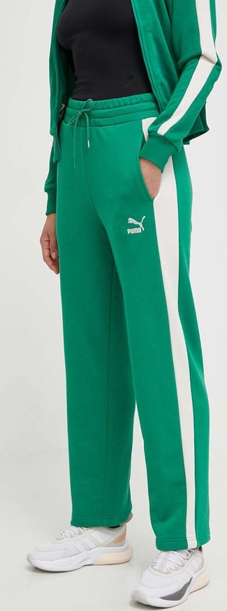 Zielone spodnie sportowe Puma w sportowym stylu