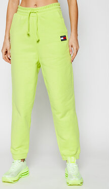 Zielone spodnie sportowe Tommy Jeans z dresówki