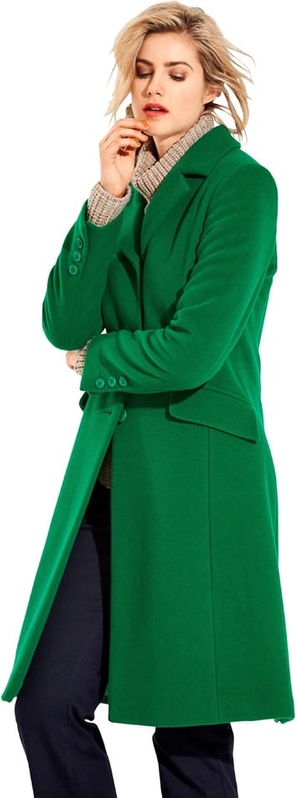 Zielony płaszcz Heine w stylu casual z wełny bez kaptura