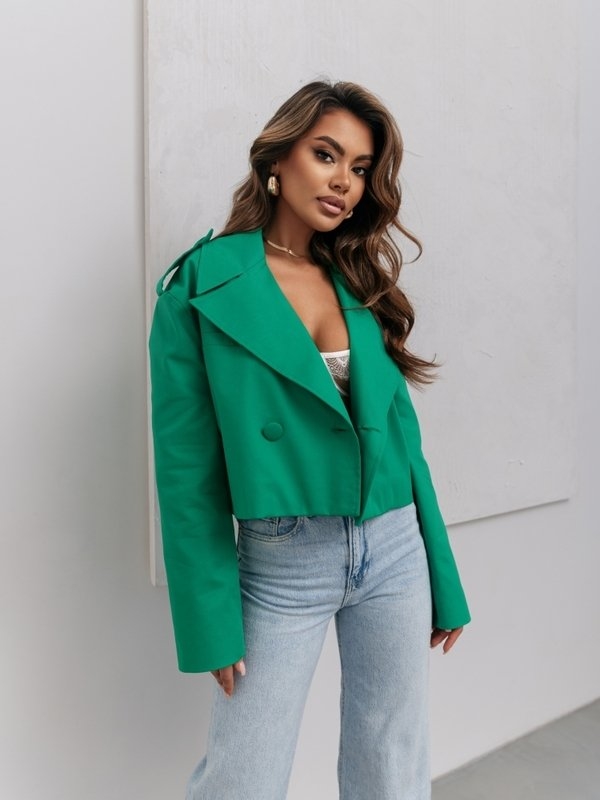 Zielony płaszcz Lisa Mayo w stylu casual bez kaptura krótki