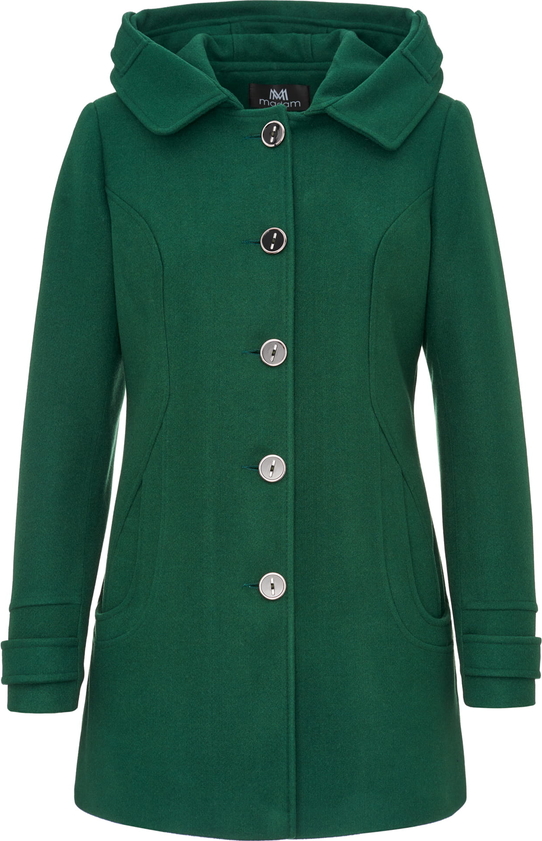Zielony płaszcz Madam w stylu casual z kapturem