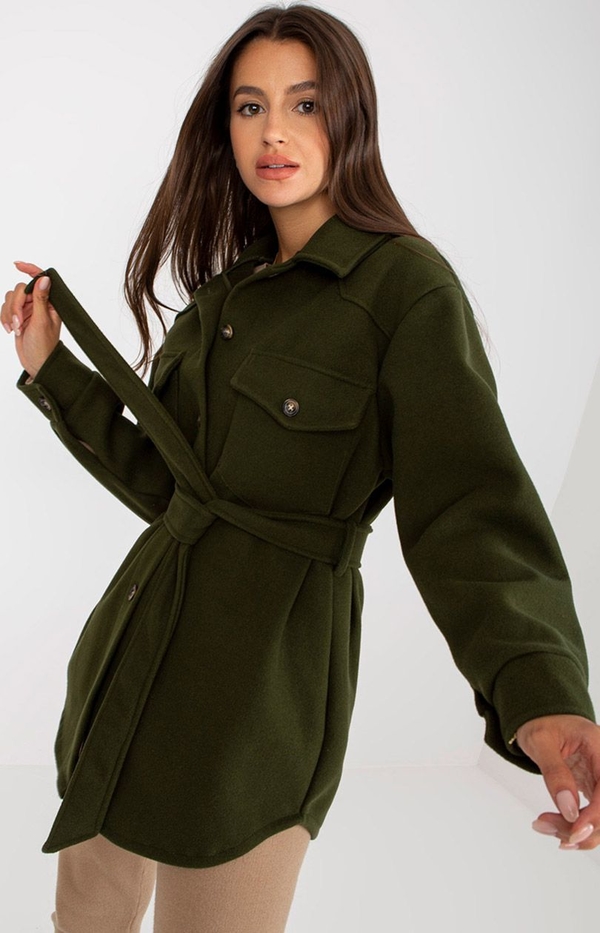 Zielony płaszcz MERRIBEL bez kaptura w stylu casual