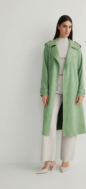 Zielony płaszcz Reserved bez kaptura
