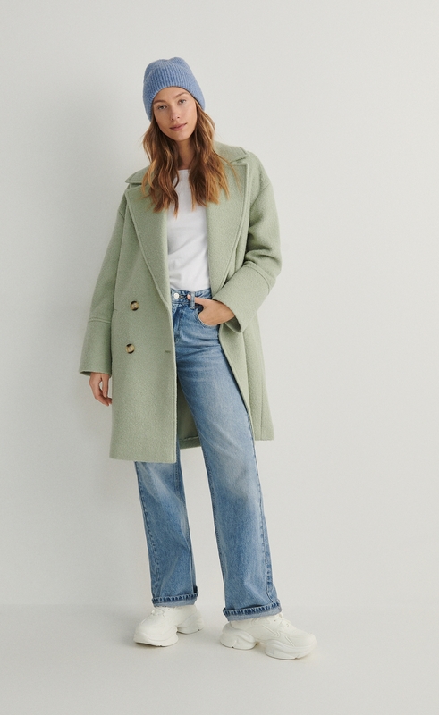 Zielony płaszcz Reserved z tkaniny w stylu casual bez kaptura