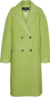 Zielony płaszcz Vero Moda bez kaptura z wełny długi