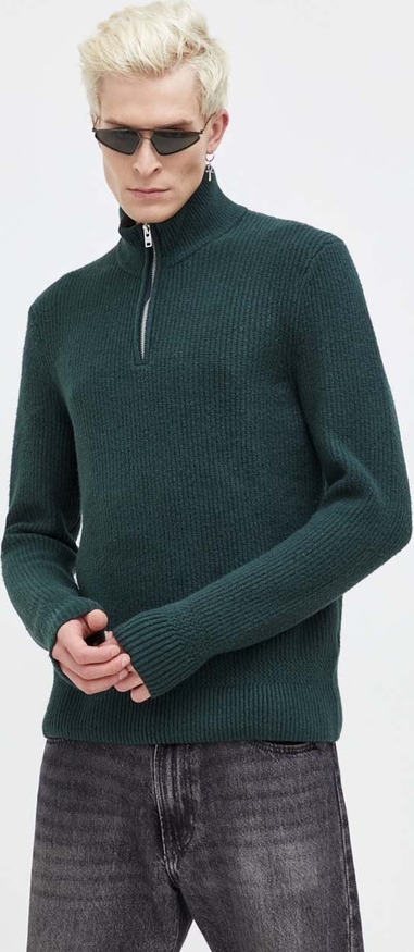 Zielony sweter Abercrombie & Fitch ze stójką