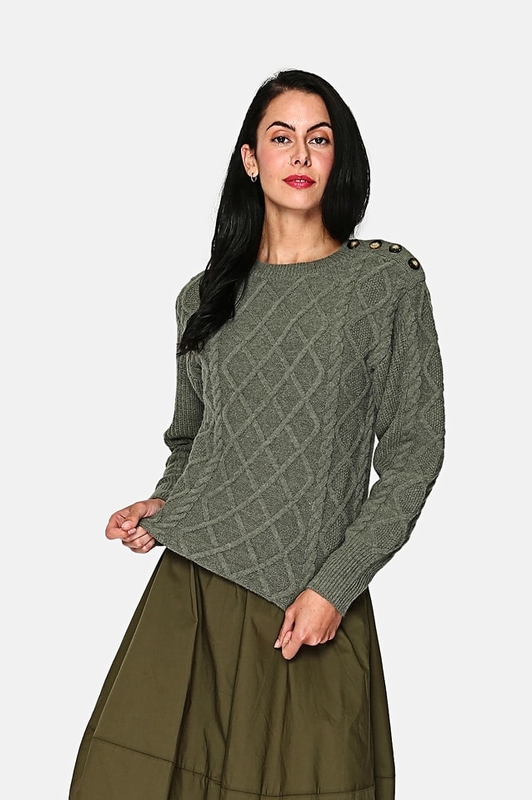 Zielony sweter ASSUILI z kaszmiru w stylu casual