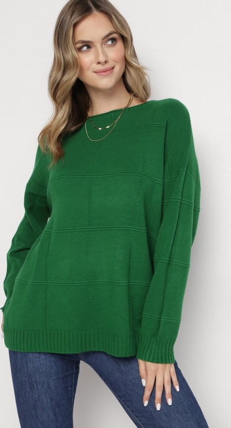 Zielony sweter born2be w stylu casual