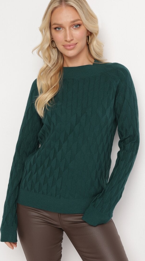 Zielony sweter born2be z bawełny