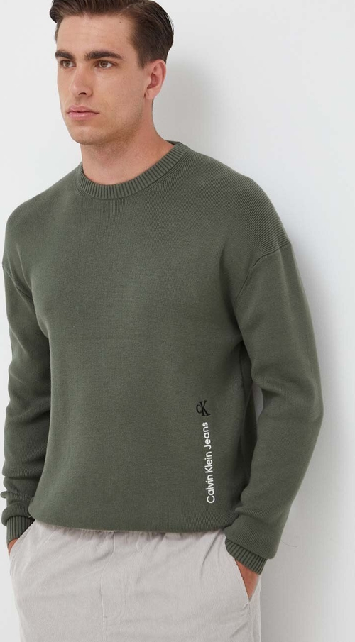 Zielony sweter Calvin Klein z dzianiny