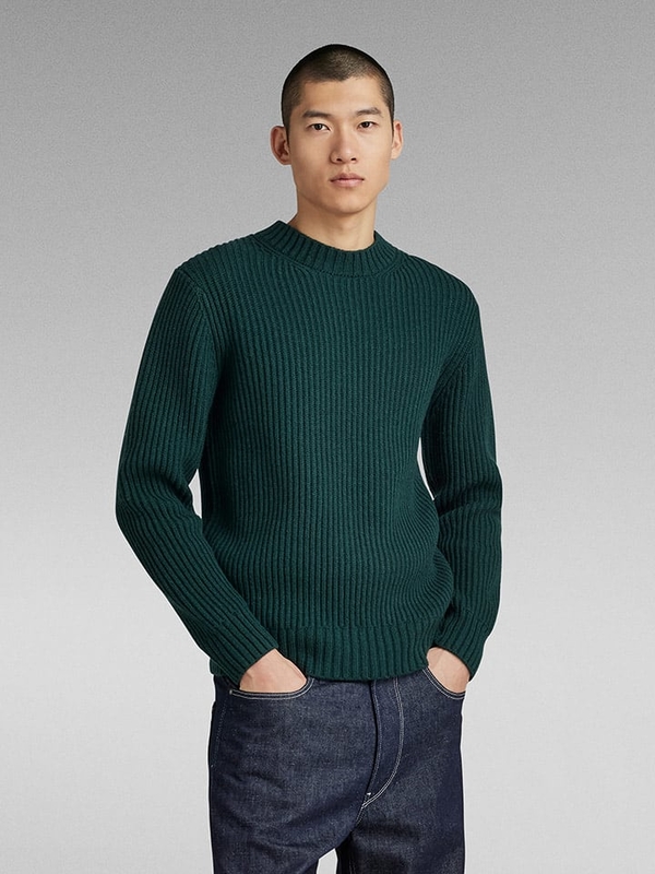 Zielony sweter G-star w stylu casual z okrągłym dekoltem