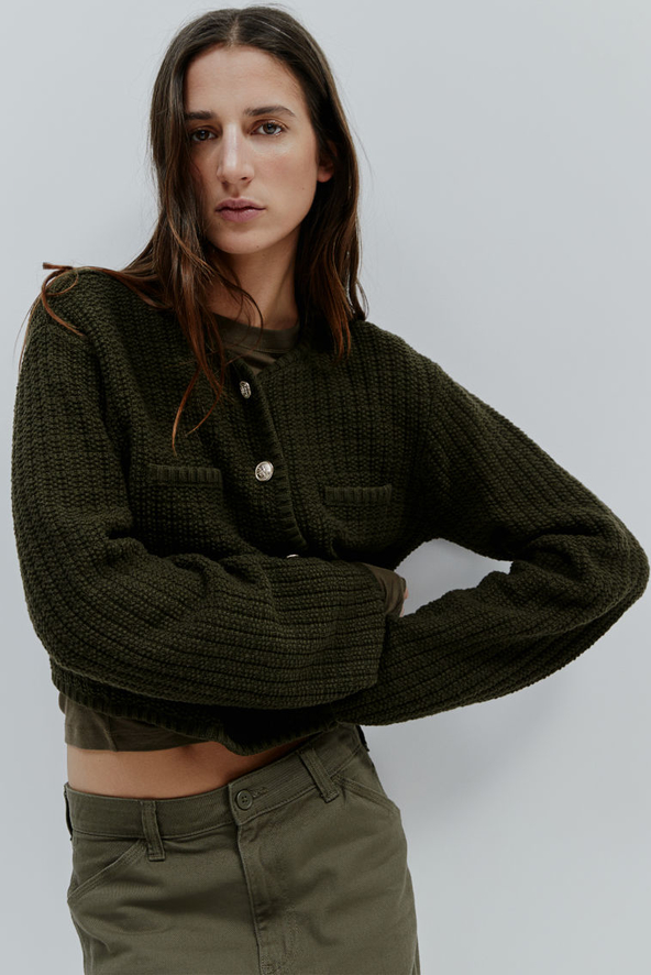 Zielony sweter H & M w stylu casual