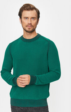 Zielony sweter Hugo Boss z okrągłym dekoltem