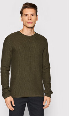 Zielony sweter Jack&jones Premium z okrągłym dekoltem w stylu casual