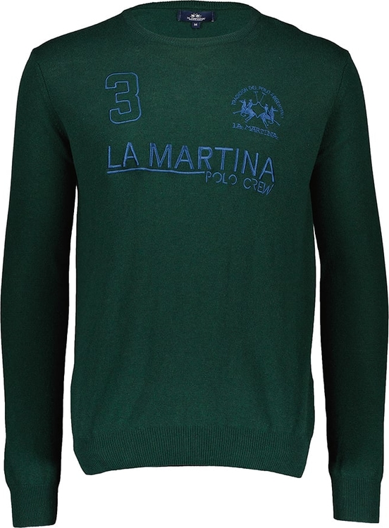 Zielony sweter La Martina z okrągłym dekoltem