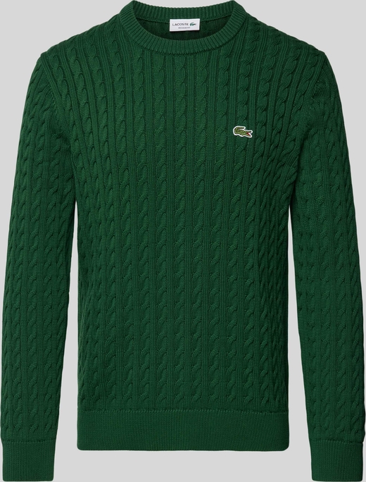 Zielony sweter Lacoste z okrągłym dekoltem w stylu casual z bawełny