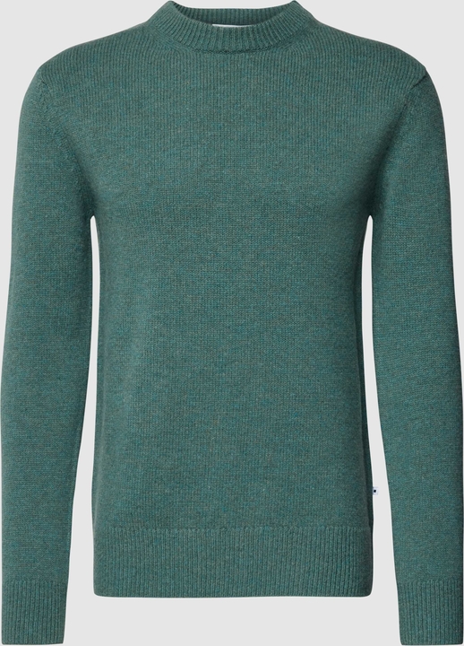 Zielony sweter Minimum z okrągłym dekoltem z wełny w stylu casual