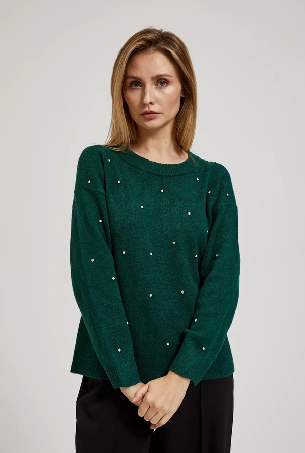 Zielony sweter Moodo.pl w stylu casual z wełny