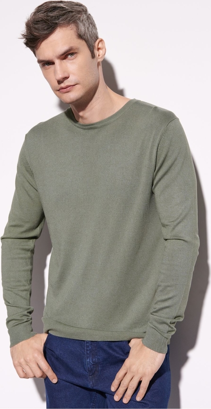 Zielony sweter Ochnik z okrągłym dekoltem