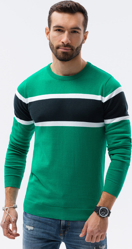 Zielony sweter Ombre z okrągłym dekoltem w stylu casual
