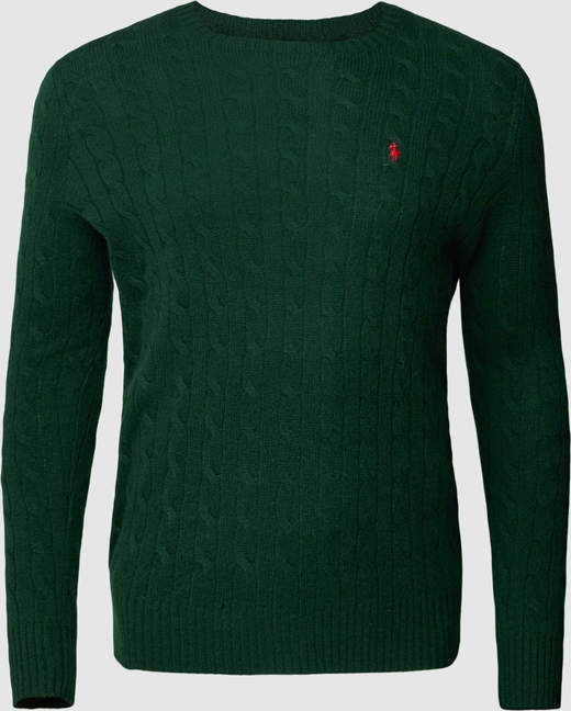 Zielony sweter POLO RALPH LAUREN w stylu casual z okrągłym dekoltem