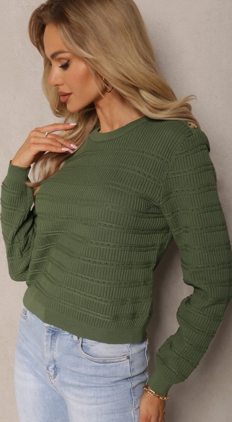 Zielony sweter Renee w stylu casual
